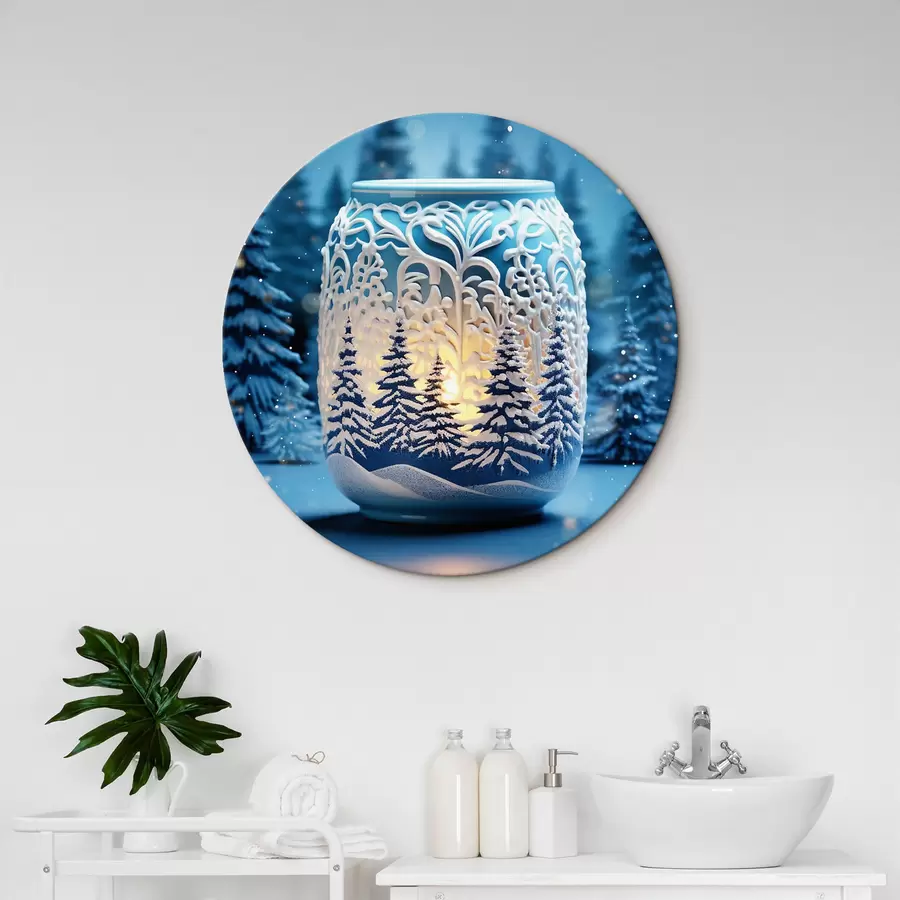 Glezna Svece uz ziemas ainavas fona r42380