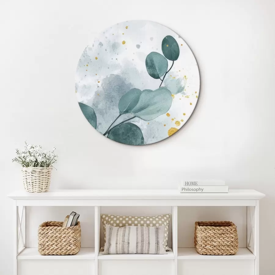 Glezna Eikalipta zars uz maiga akvareļa fona r42389