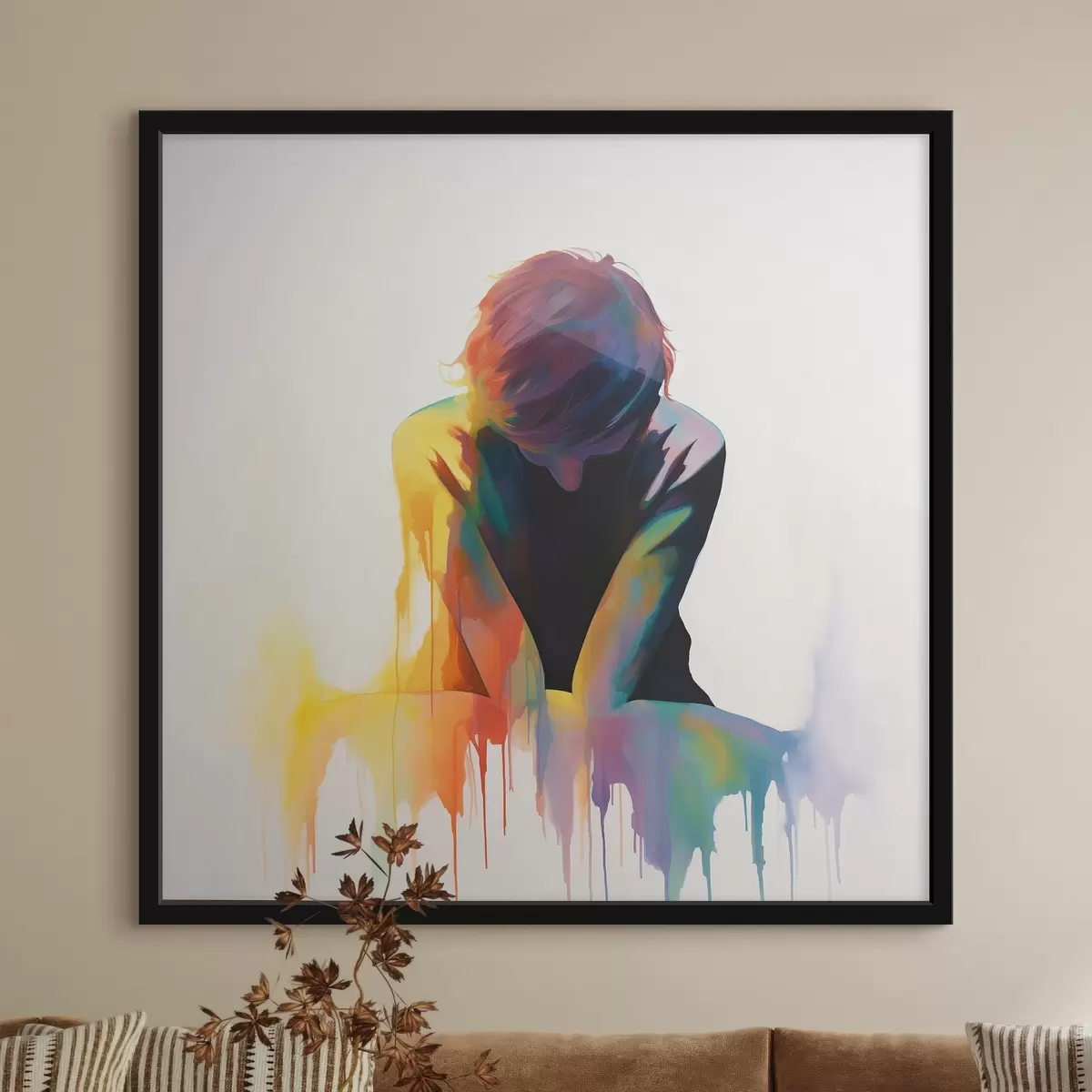 Plakāts Puiša siluets ar krāsām f42381