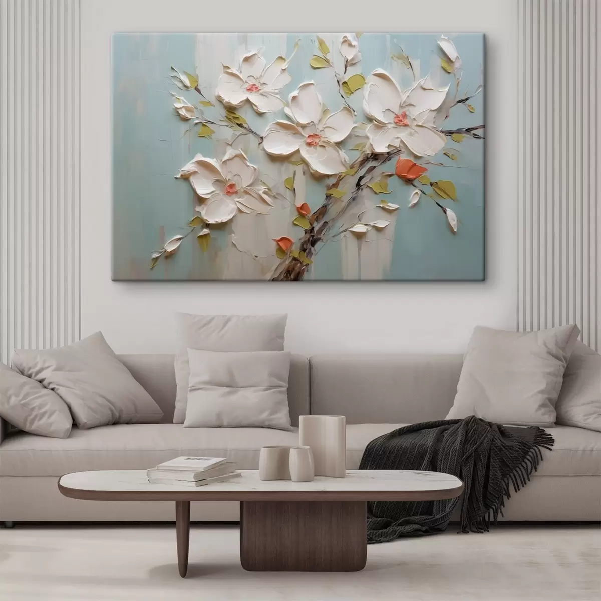 Glezna Baltu ziedu imitācijas krāsu triepieni s42417