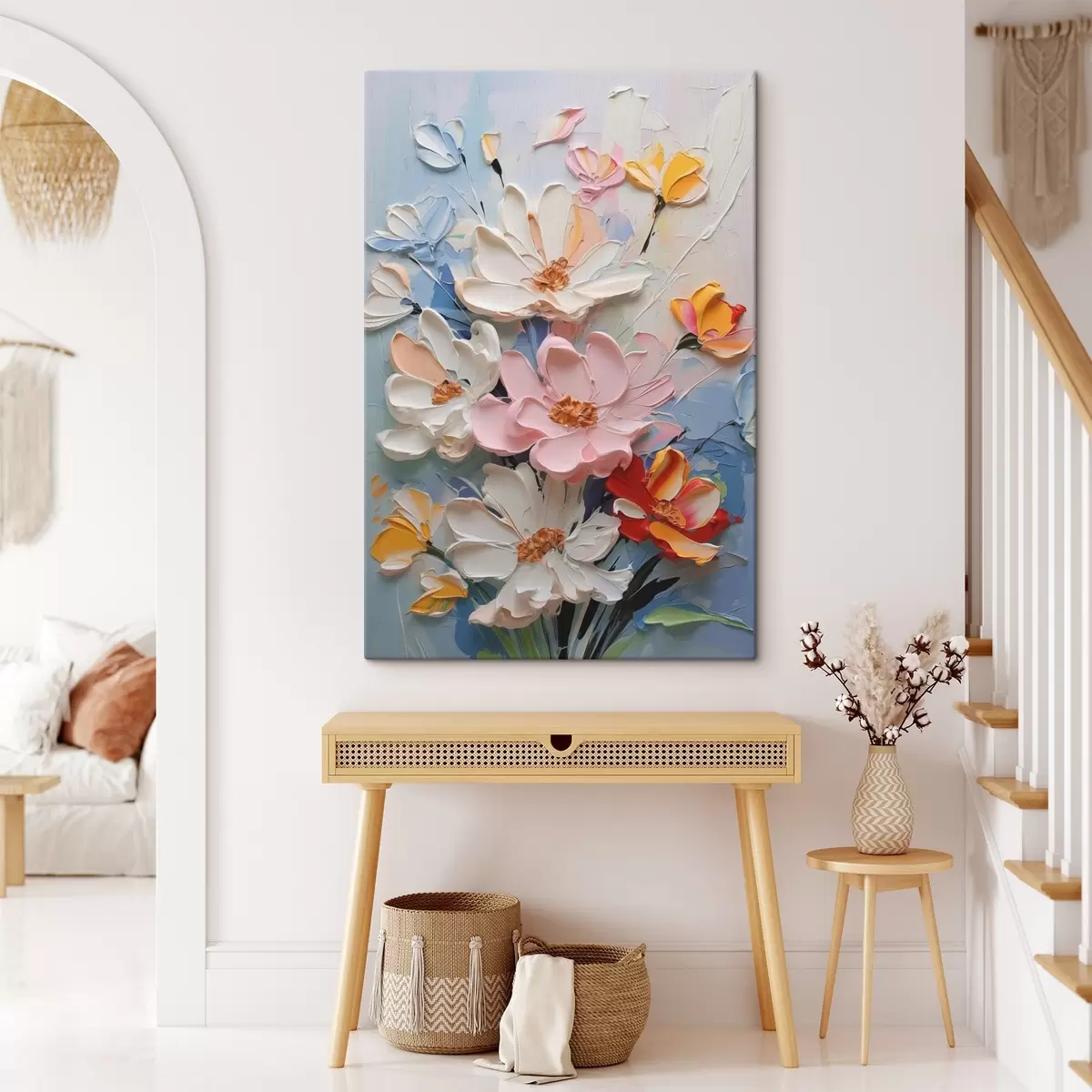 Glezna Spilgtas puķes imitē krāsu triepienus s42419