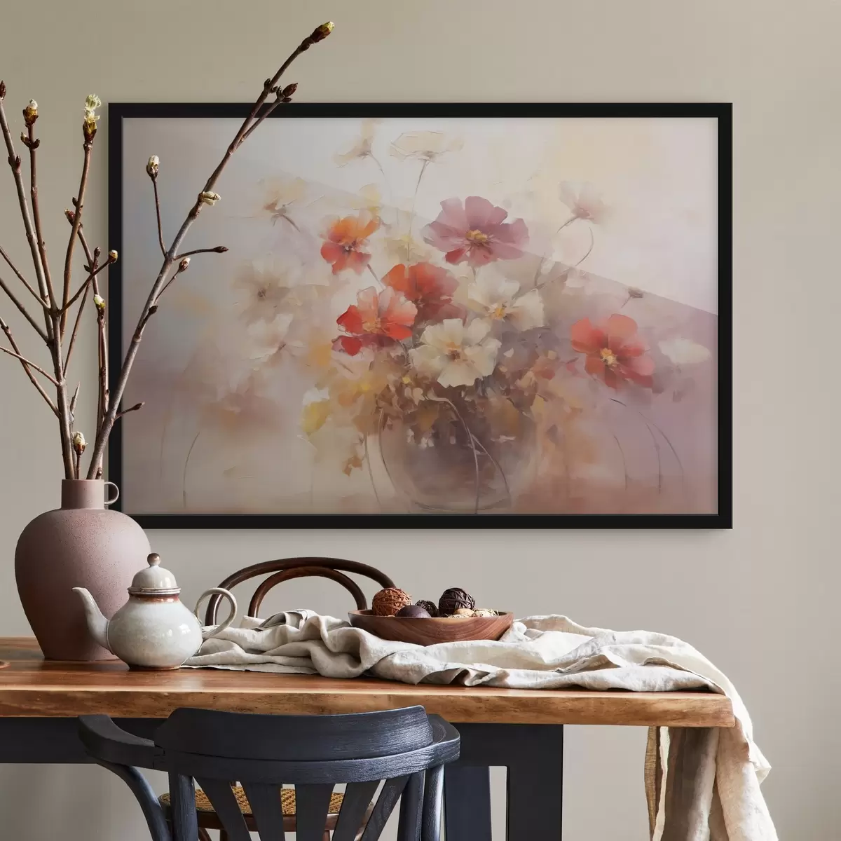 Plakāts Ziedi vāzē glezniecības imitācija f42413