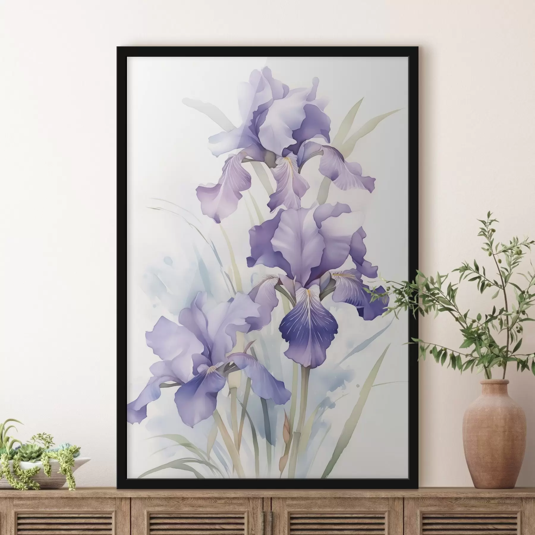 Fototapetes Akvareļu imitācija ar īrisiem f42414