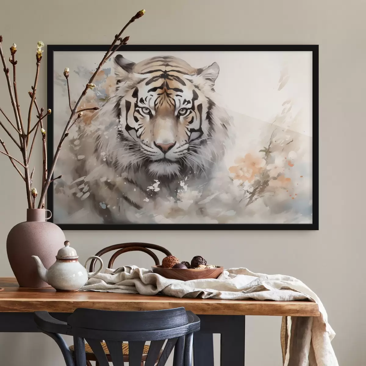 Plakāts Tīģera abstrakts portrets starp plankumiem f42421