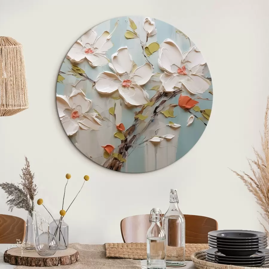 Glezna Baltu ziedu imitācijas krāsu triepieni r42417