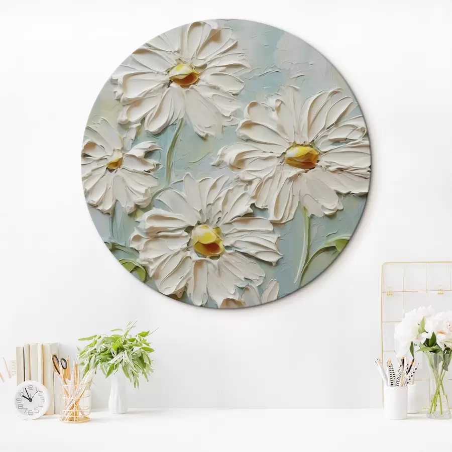 Glezna Baltas margrietiņas, kas imitē krāsu triepienus r42422