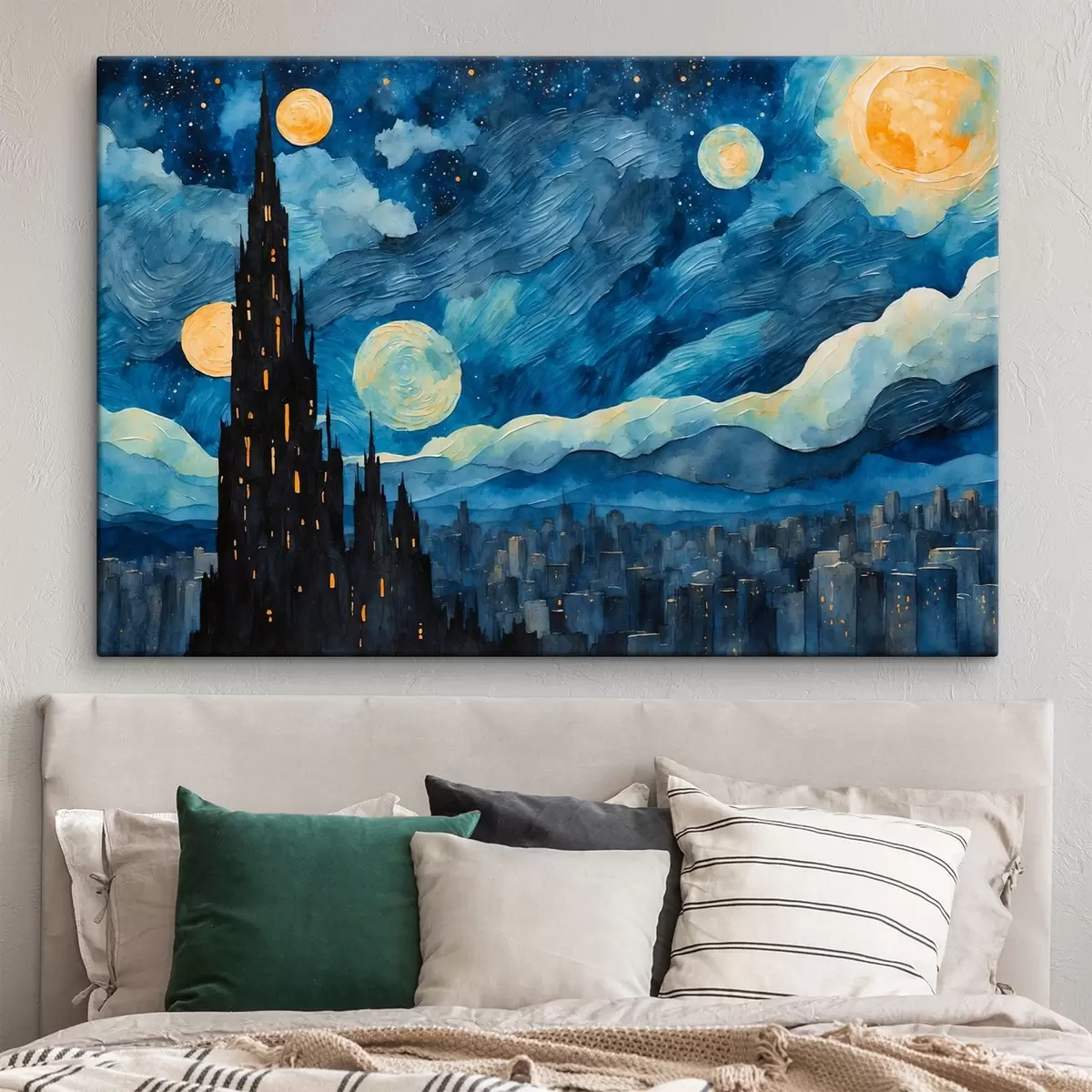 Glezna Nakts pilsēta eļļas glezna stilā s42268