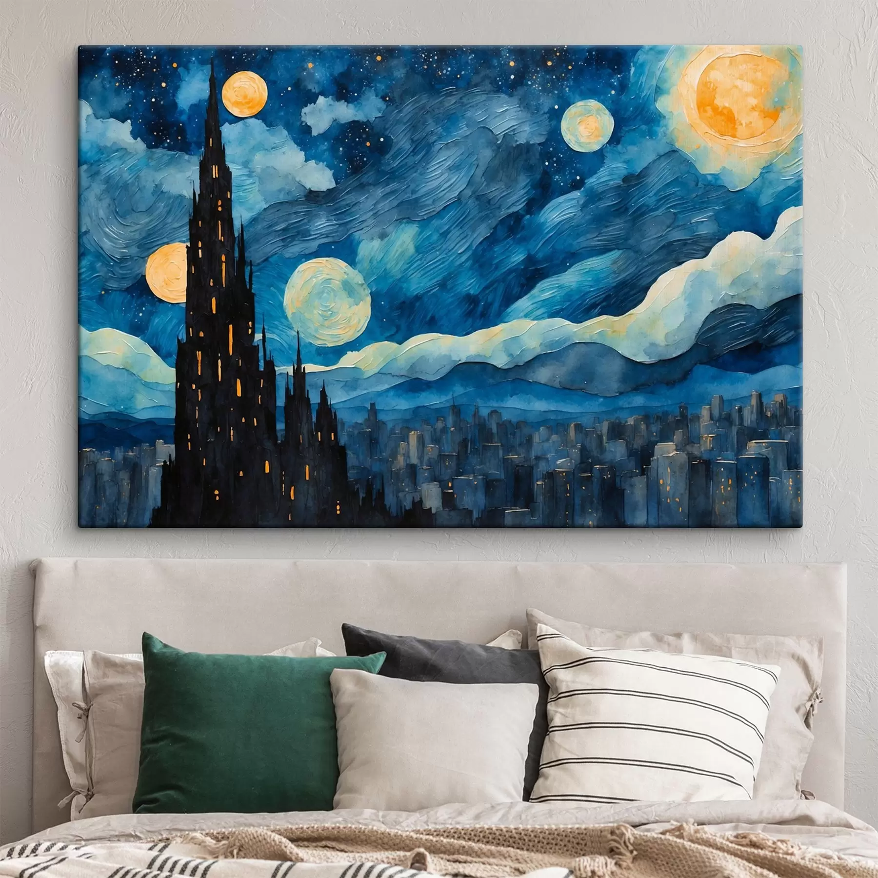 Glezna Nakts pilsēta eļļas glezna stilā s42268