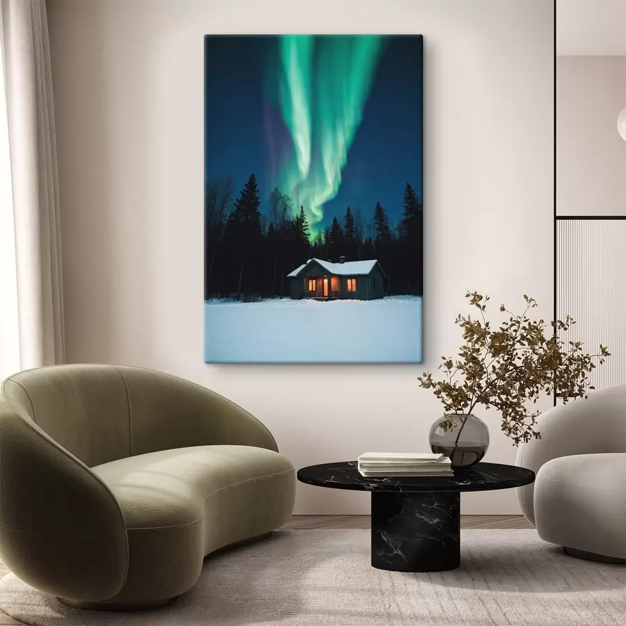 Fototapetes Mājiņa ziemas mežā s42277