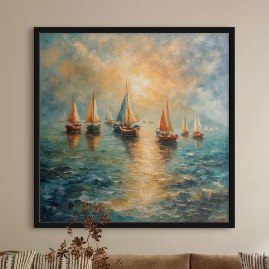 Fototapetes Kuģi kuģo saulrieta virzienā f42251