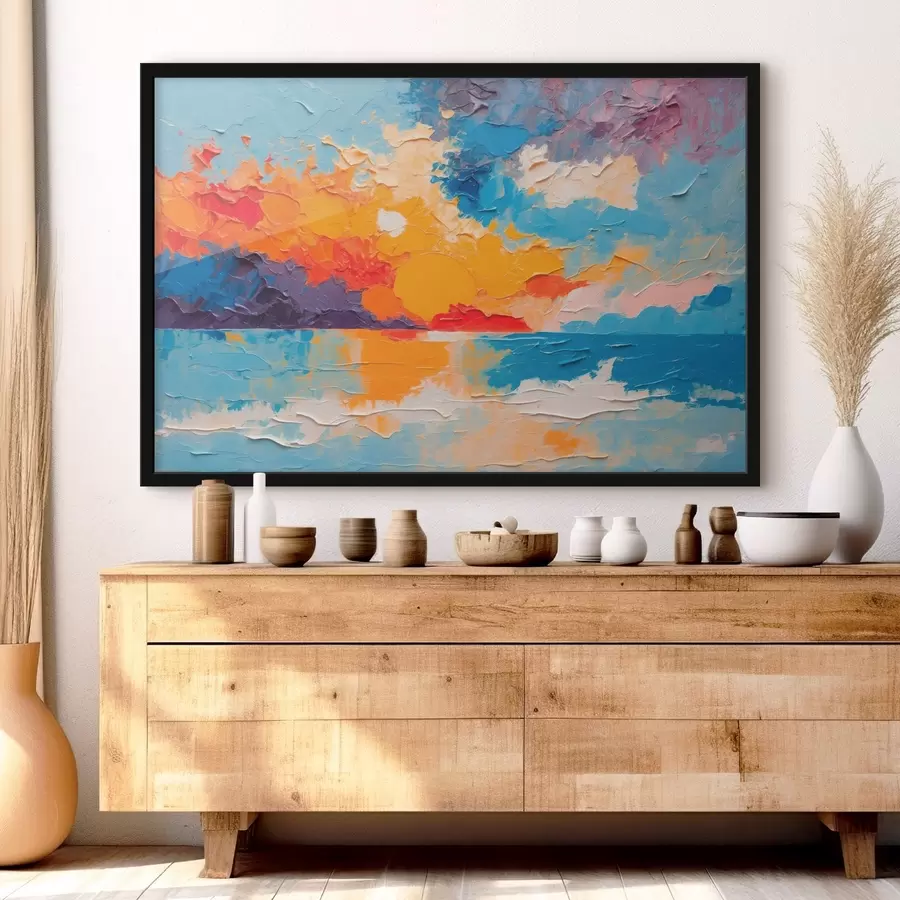 Fototapetes Skats uz jūru un sauli eļļas gleznošanas stilā f42258