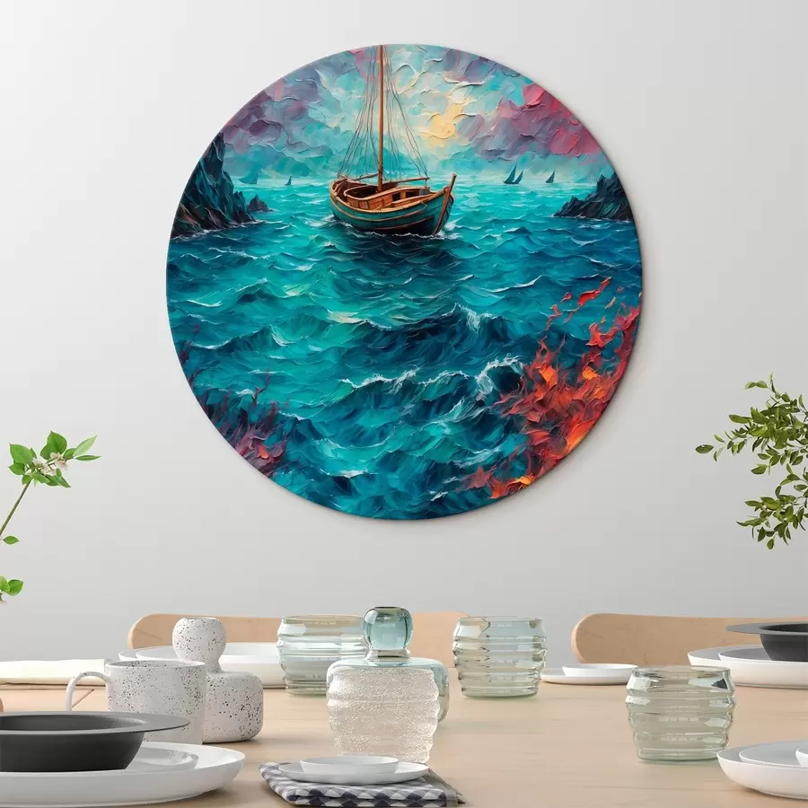 Glezna Kuģis kuģo pa plosošo jūru r42250