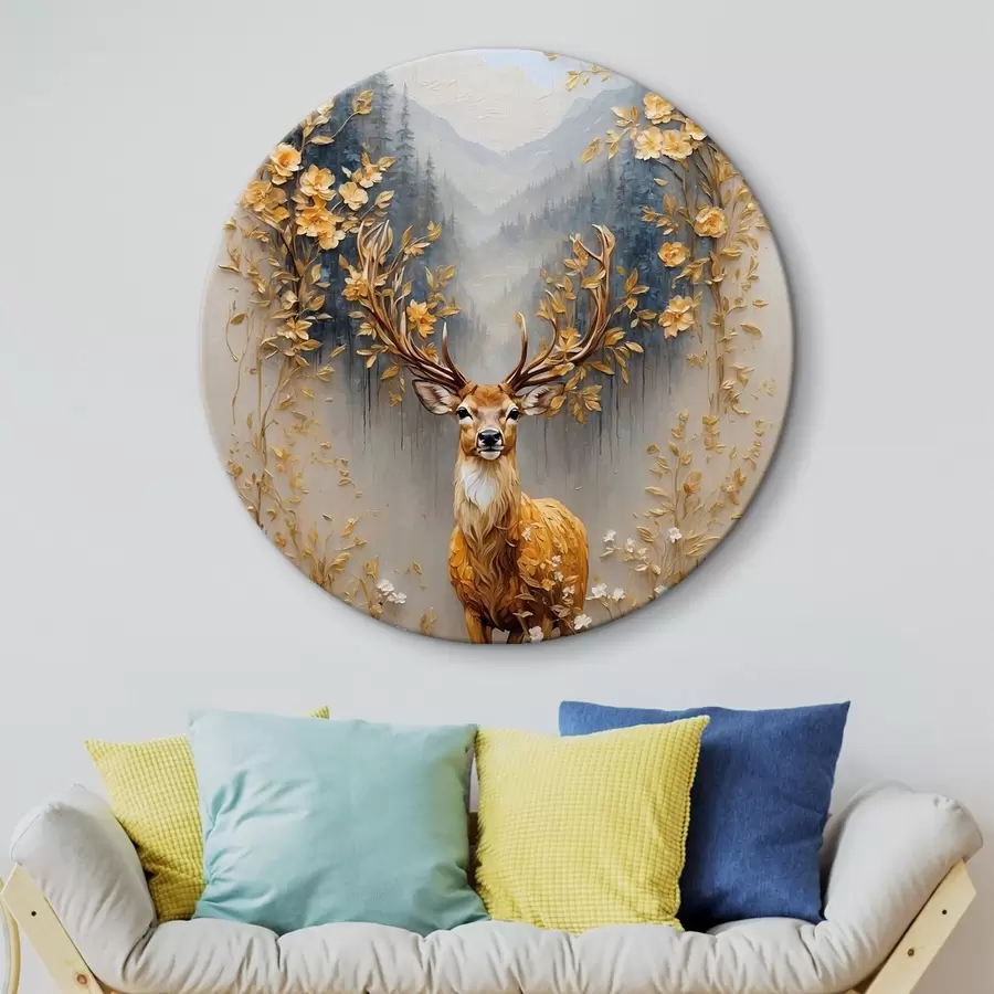 Fototapetes Briedis ar lieliem ragiem uz meža fona r42252