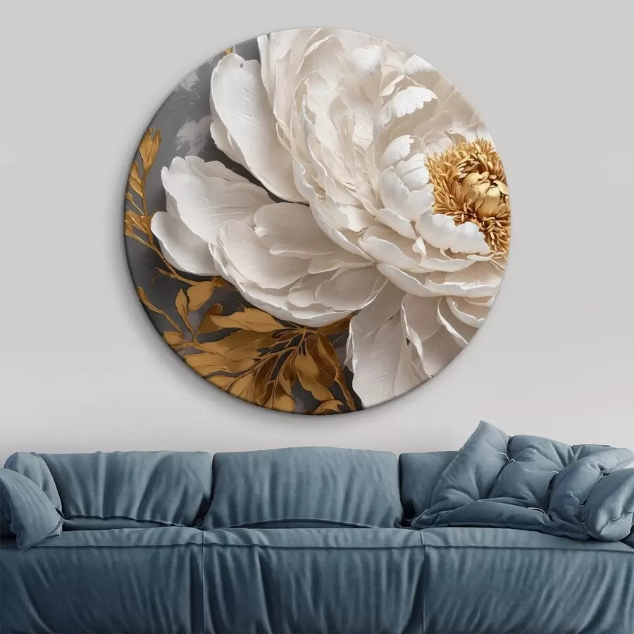 Glezna Balta peonija uz pelēka fona r42260