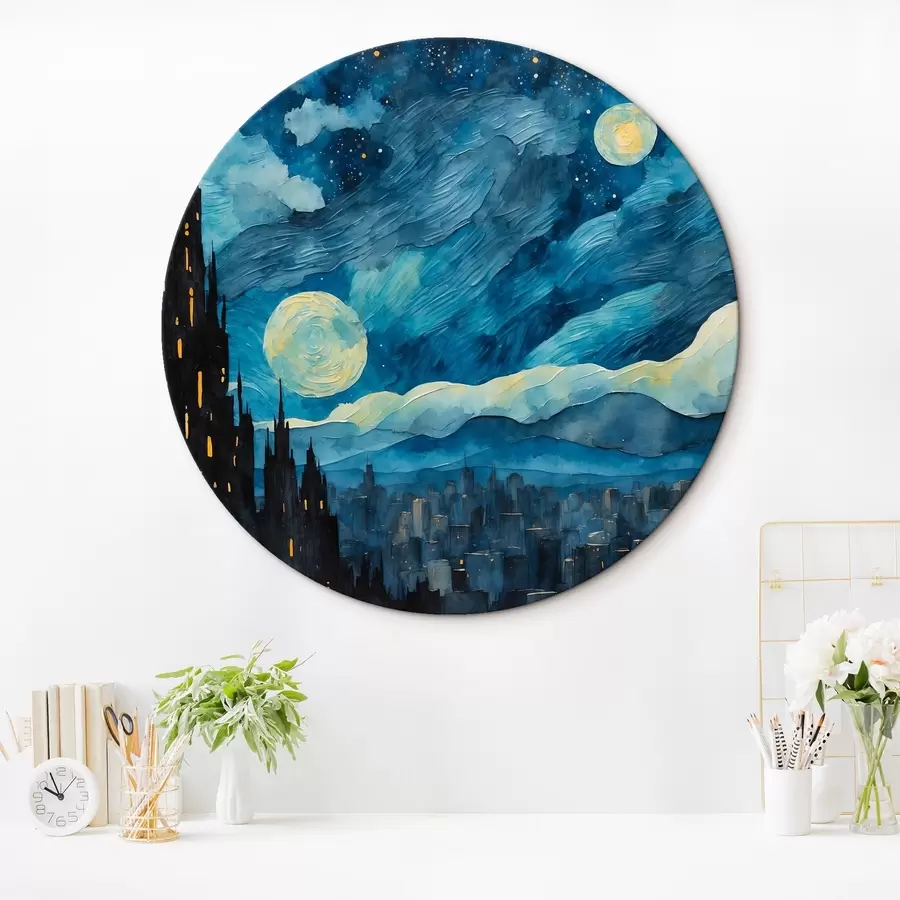 Fototapetes Nakts pilsēta eļļas glezna stilā r42268