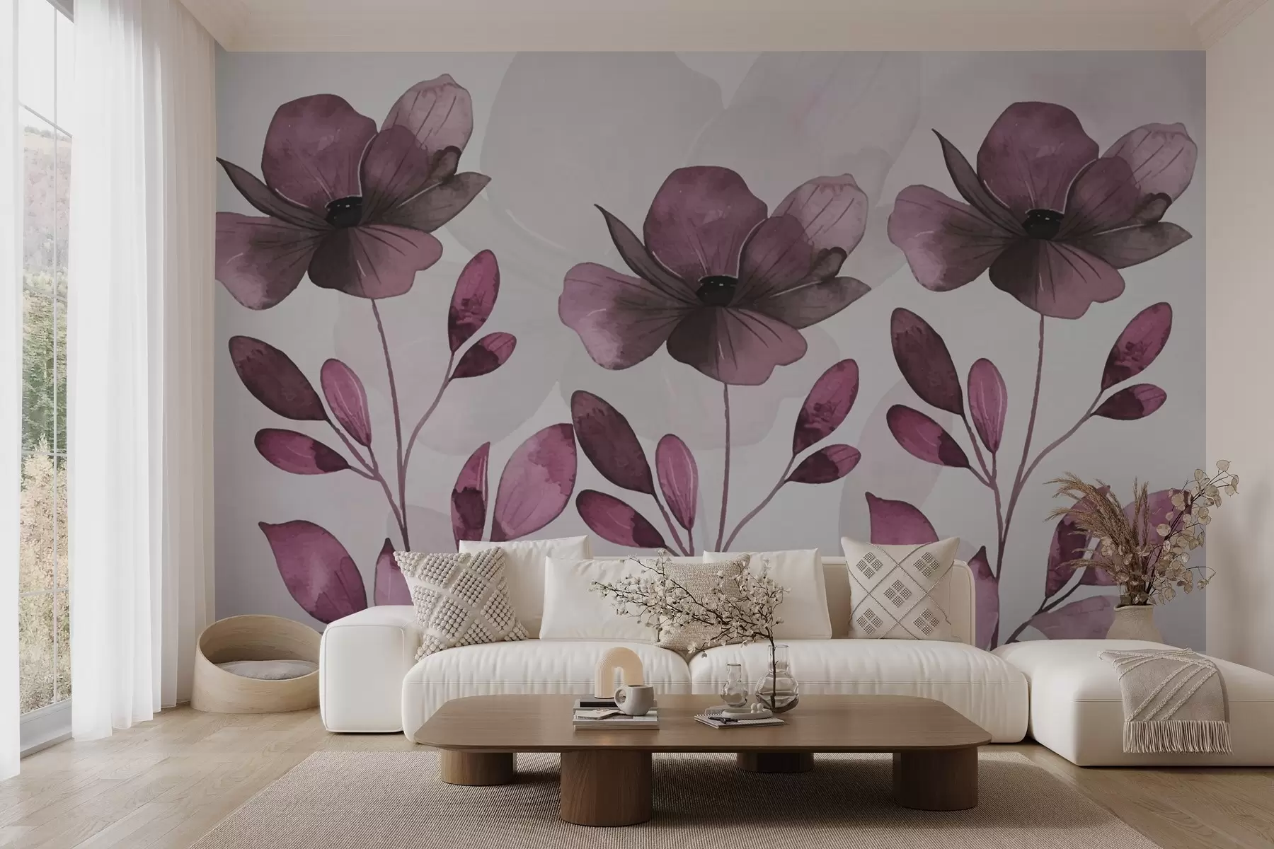 Fototapetes lieli rozā ziedi w02800v1