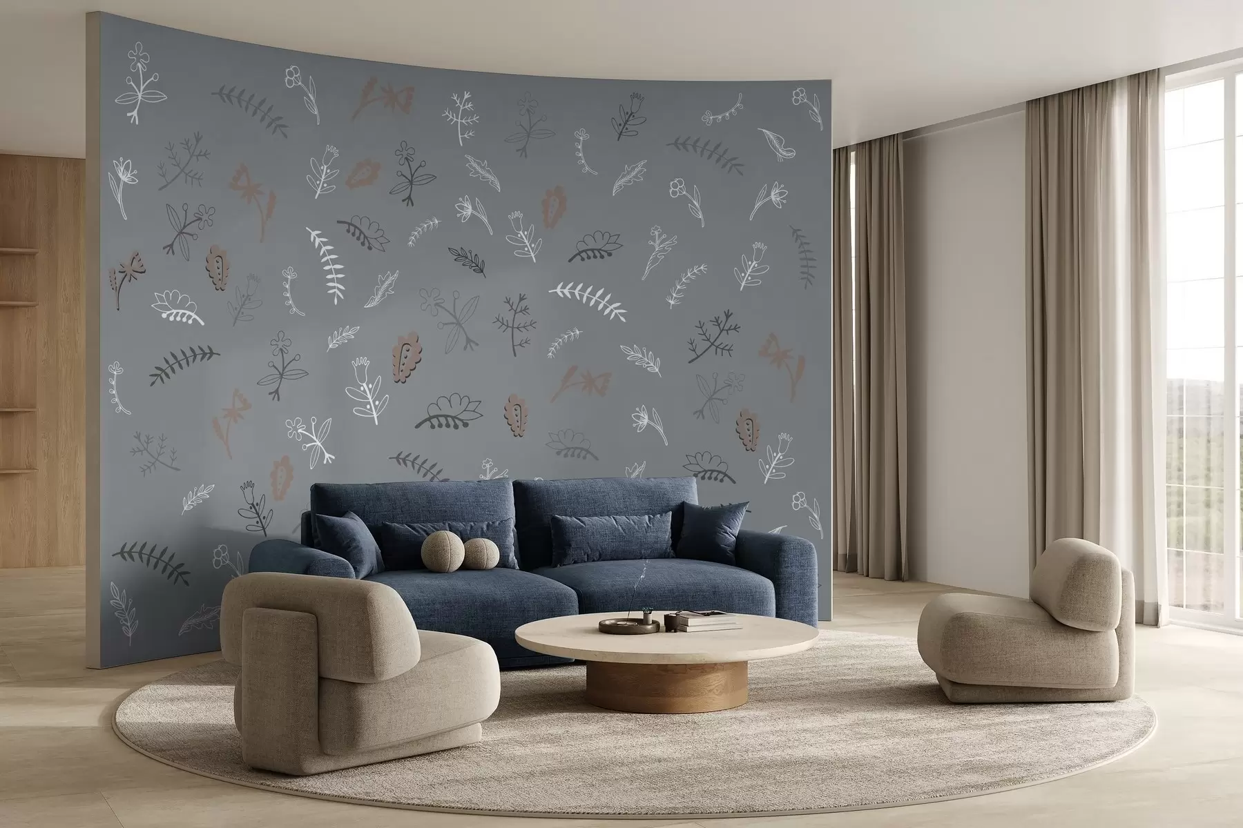 Fototapetes Nesteidzīgs ziedu raksts ar zemes toņiem w02776v2