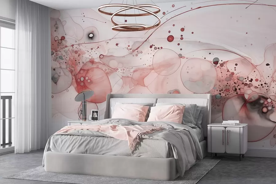 Fototapetes Abstraktā tintes māksla, šķidruma stils, rozā krāsu palete  w02744v1