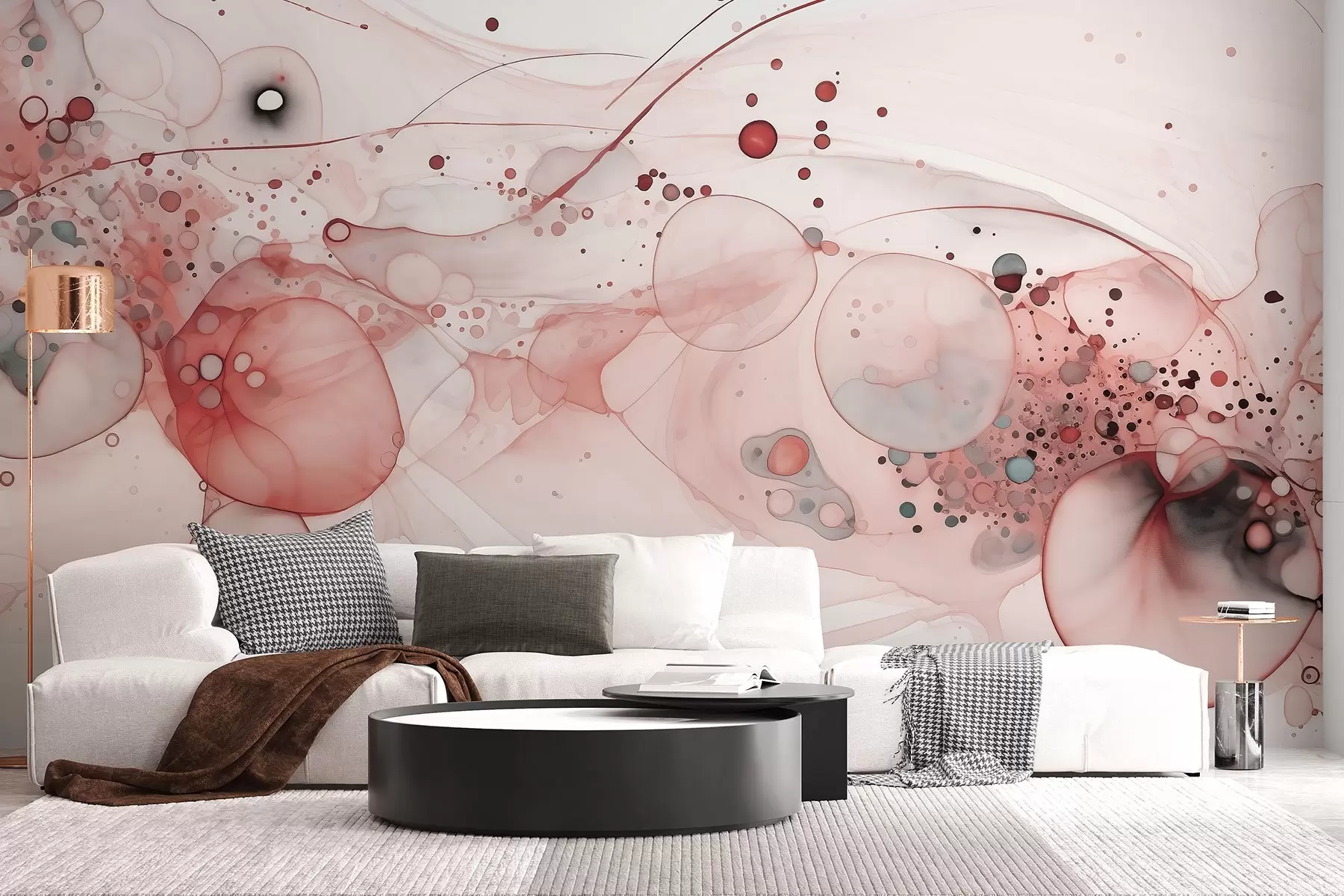 Fototapetes Abstraktā tintes māksla, šķidruma stils, rozā krāsu palete  w02744v1