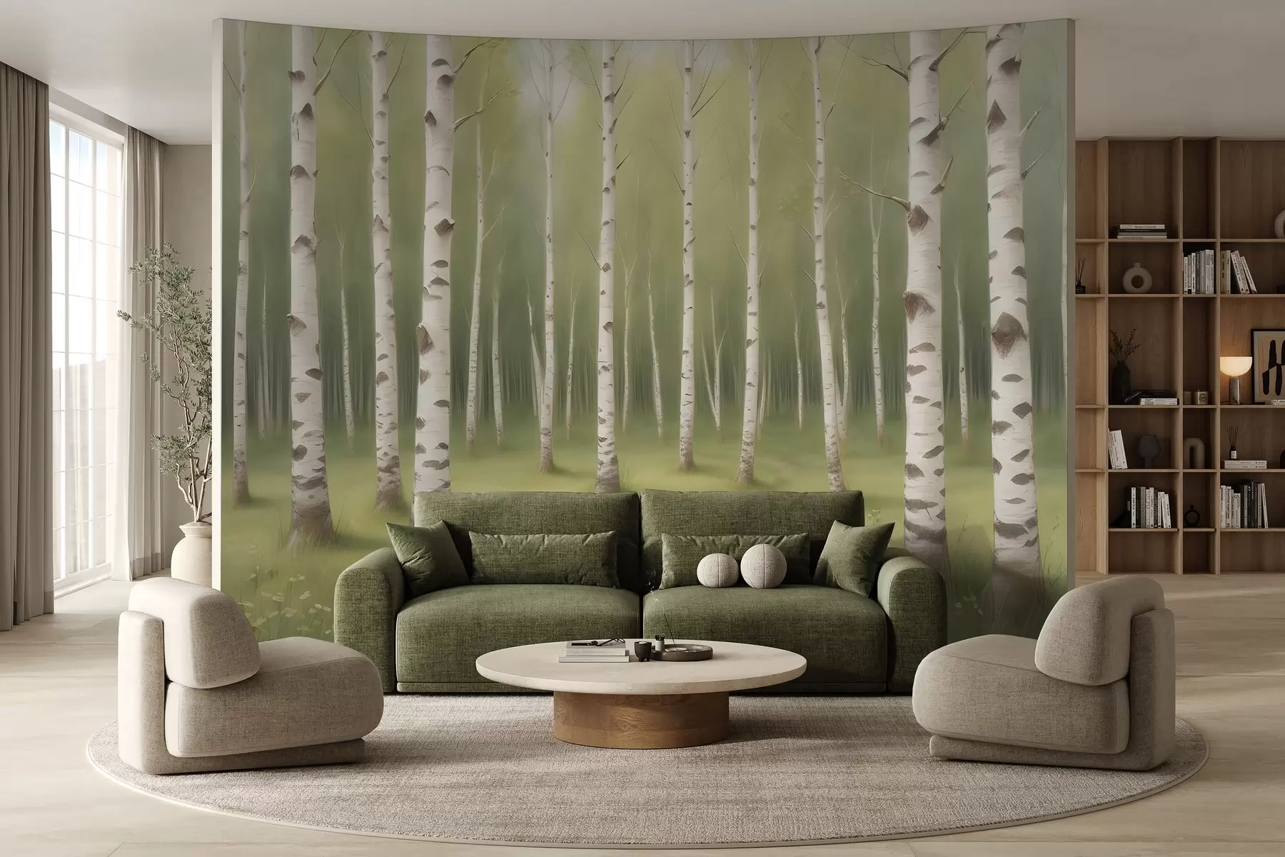 Fototapetes Krāsotu bērzu birzs w02836