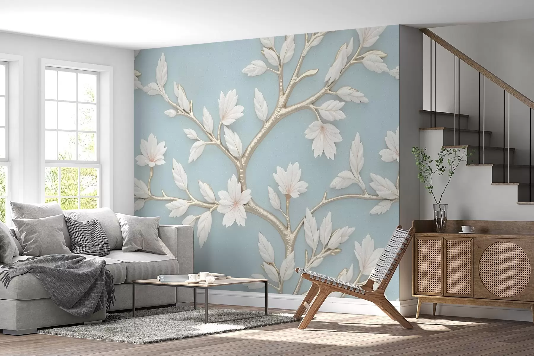 Fototapetes Ziedošs zars ir uzgleznots eļļas stilā w02842