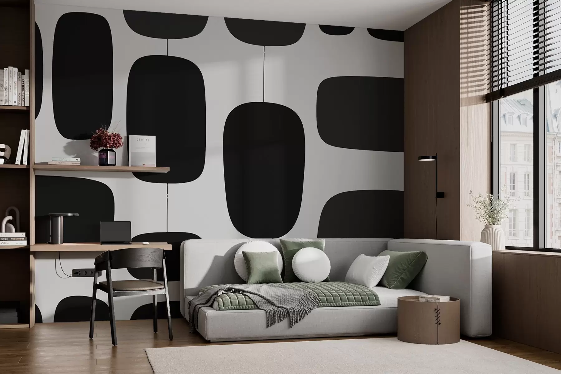 Fototapetes Abstraktais ģeometriskais raksts ar ovālām formām w02861