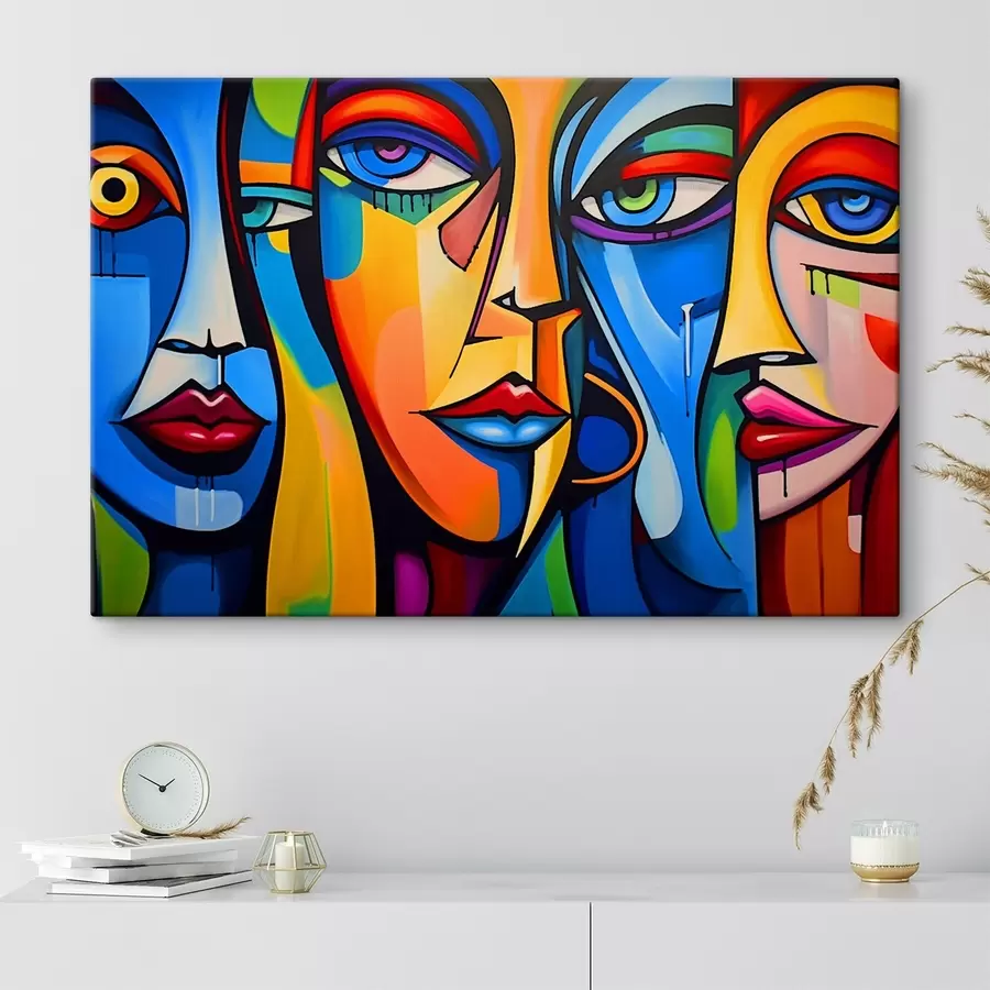 Glezna Abstrakts sejas attēls ar spilgtām ģeometriskām formām s42473