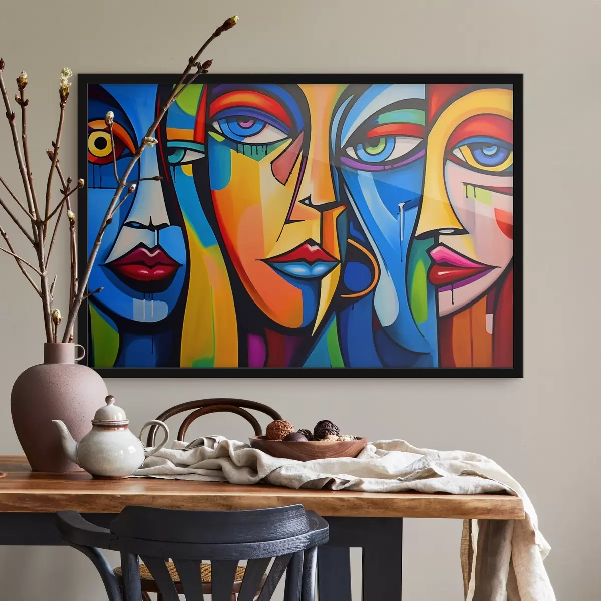 Plakāts Abstrakts sejas attēls ar spilgtām ģeometriskām formām f42473