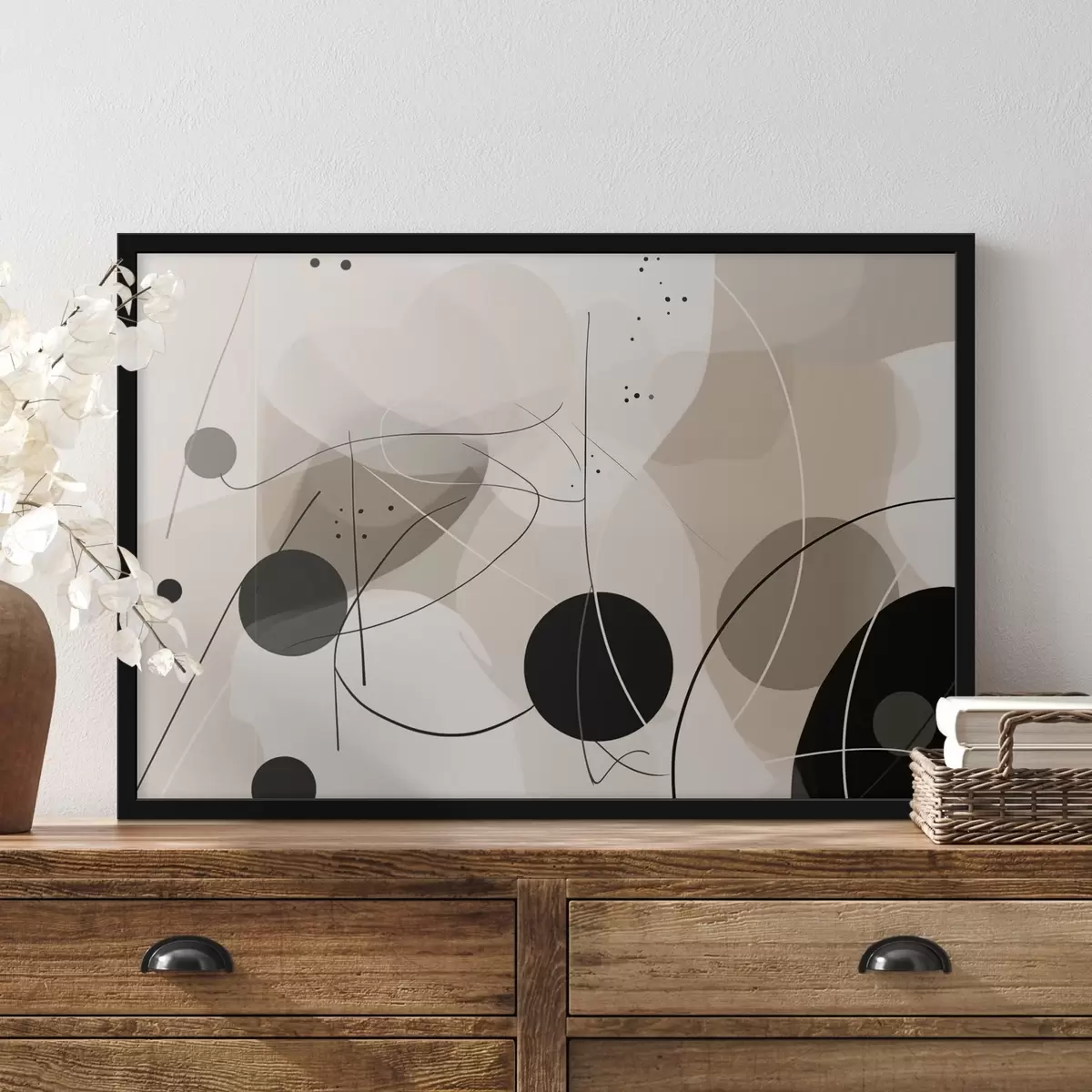 Plakāts Abstrakta kompozīcija ar ģeometriskām formām un līnijām f42475