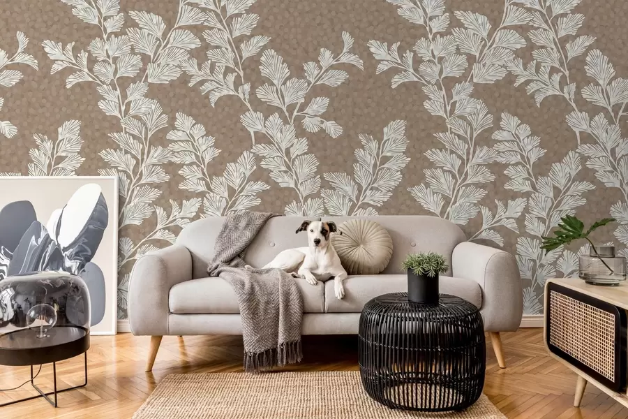 Fototapetes Smalki zari uz tumši smilškrāsas krāsas apdares w02784v1