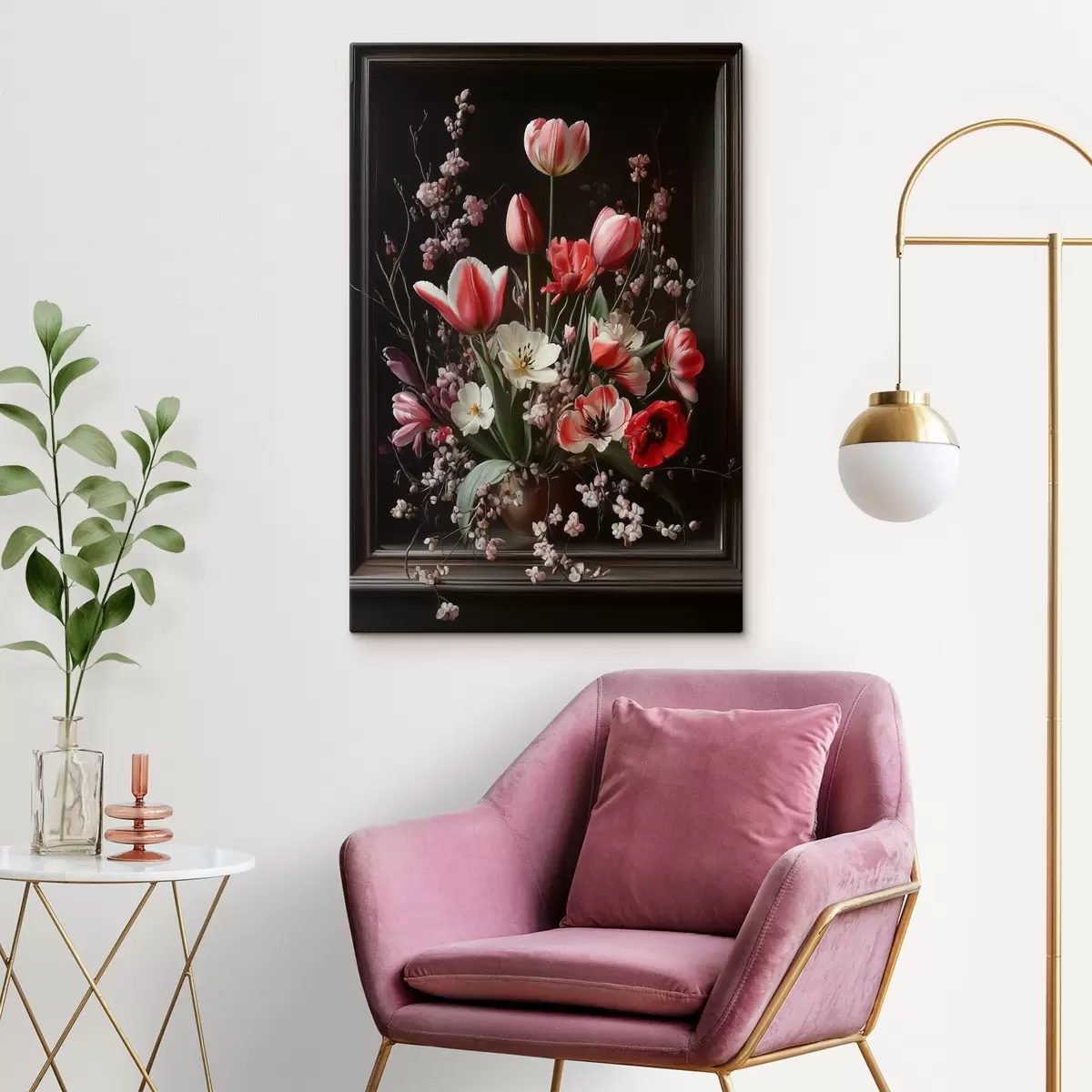 Glezna Pušķis uz tumša fona s42499