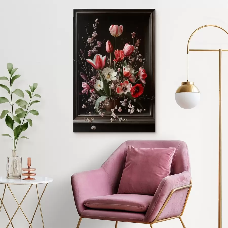 Glezna Pušķis uz tumša fona s42499