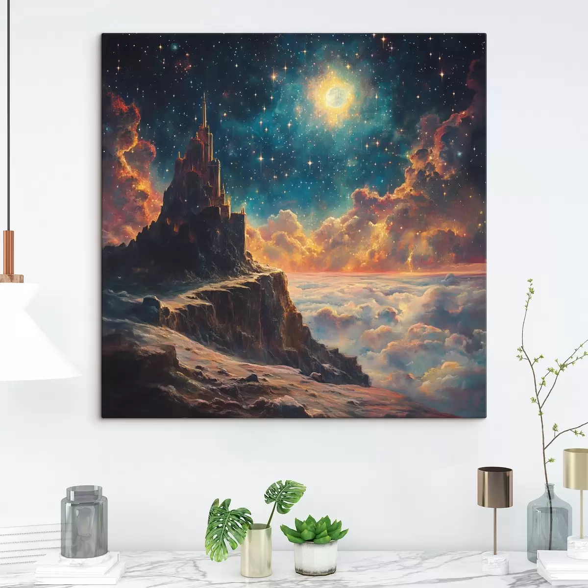 Glezna Kalni un nakts zvaigžņotās debesis s42500