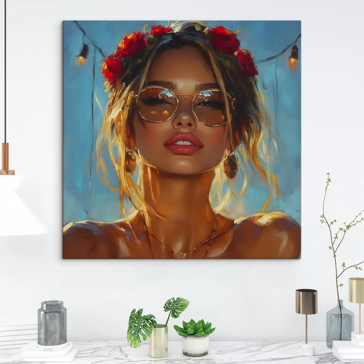 Glezna Meitenes portrets ar saulesbrillēm s42503