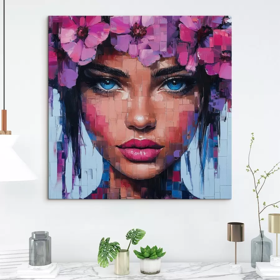 Glezna Meitenes portrets no mozaīkas gabaliņiem s42504