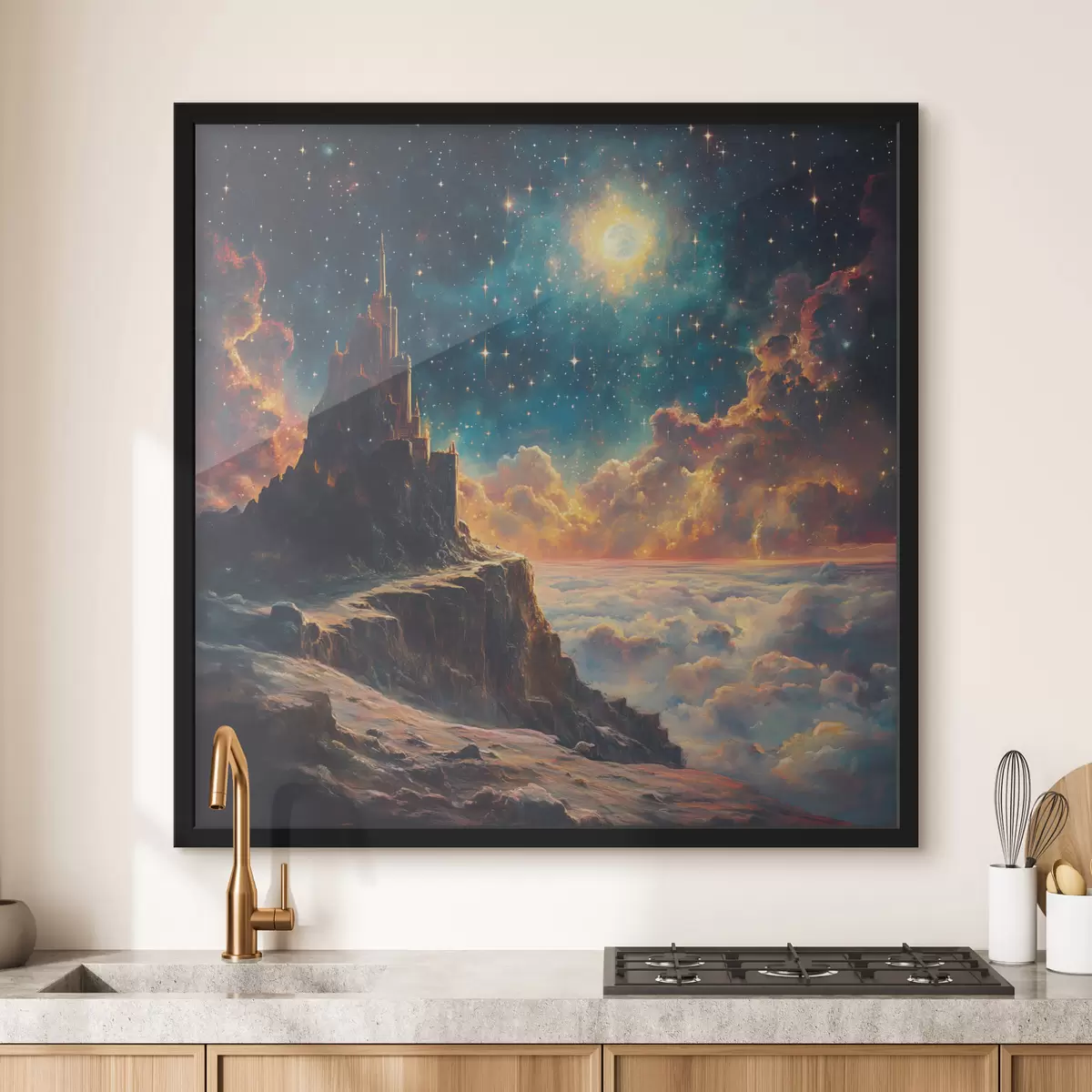 Plakāts Kalni un nakts zvaigžņotās debesis f42500