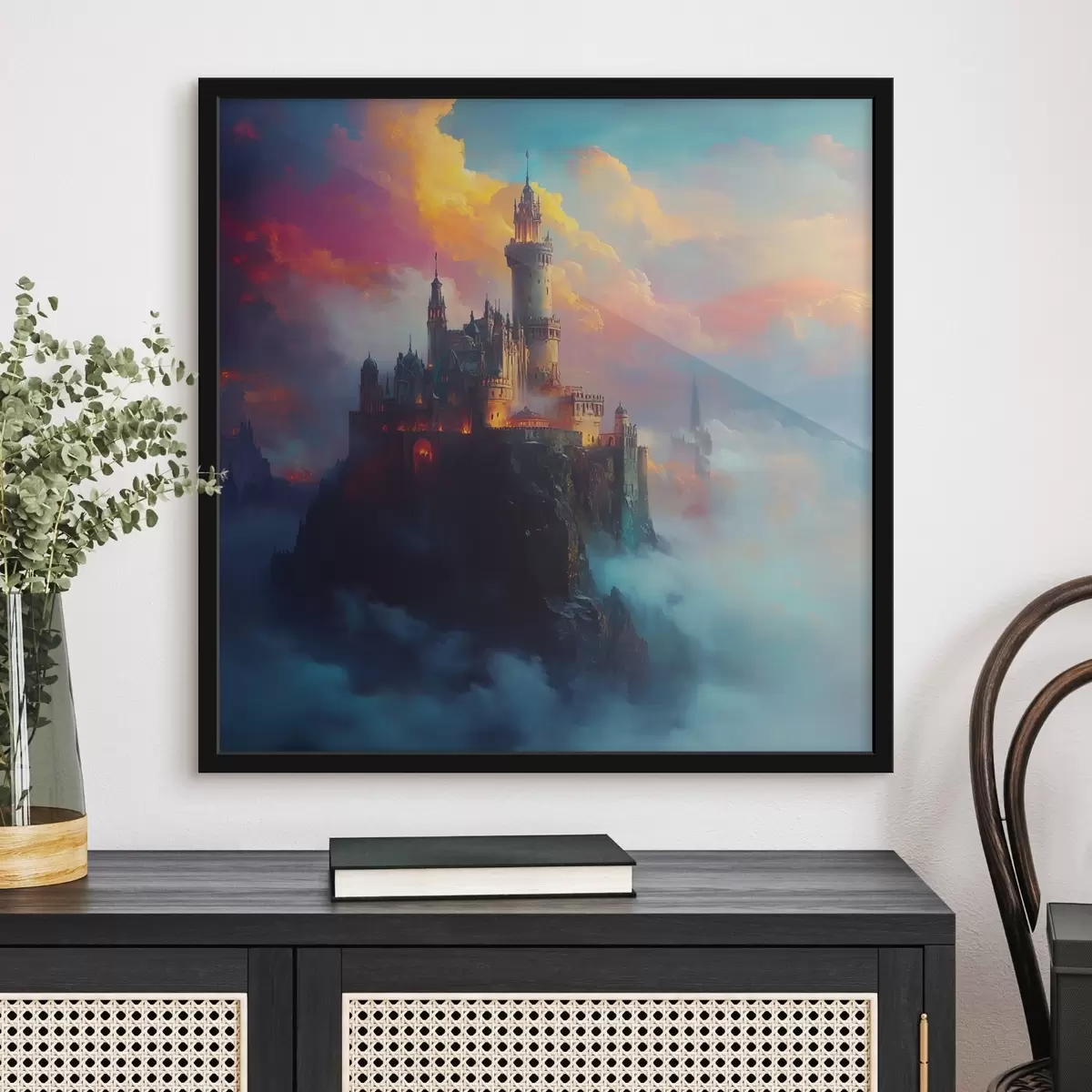 Plakāts Pils uz klints mākoņos f42501