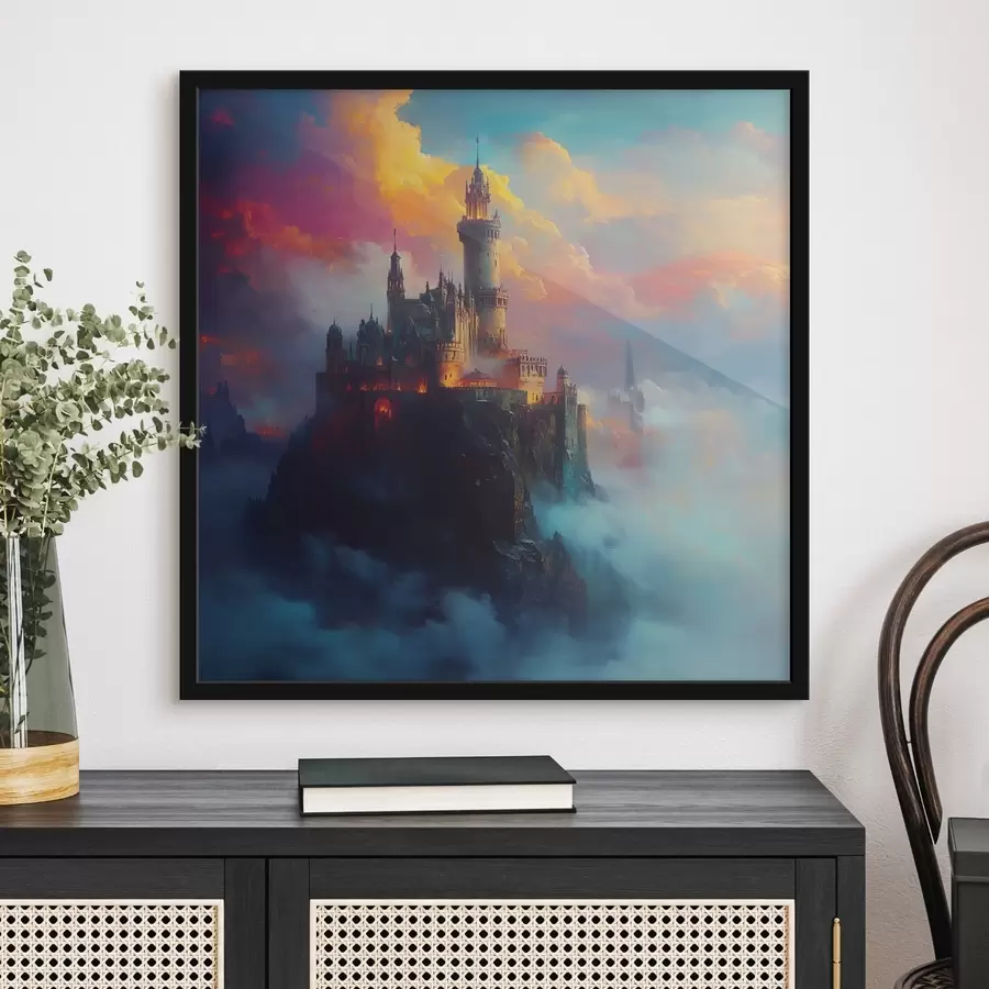 Fototapetes Pils uz klints mākoņos f42501