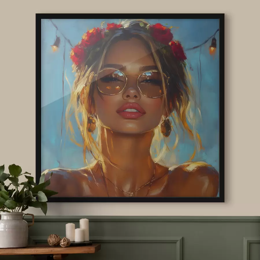 Fototapetes Meitenes portrets ar saulesbrillēm f42503