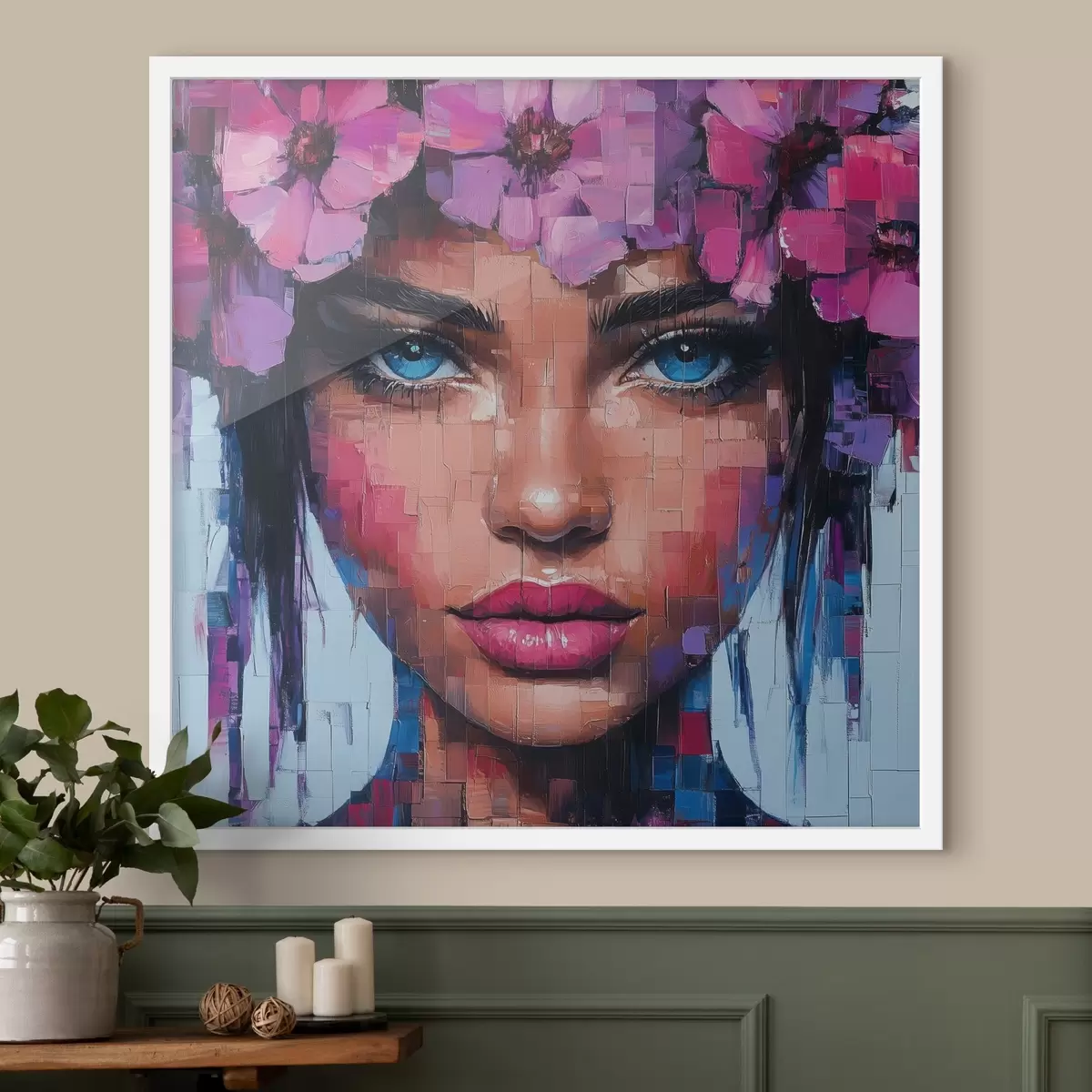 Plakāts Meitenes portrets no mozaīkas gabaliņiem f42504