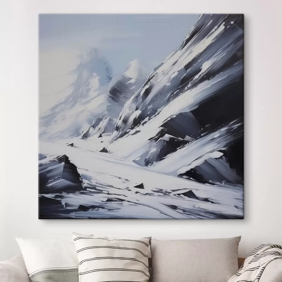 Glezna Sniega klātas klintis imitē glezniecības otas triepienus s42585