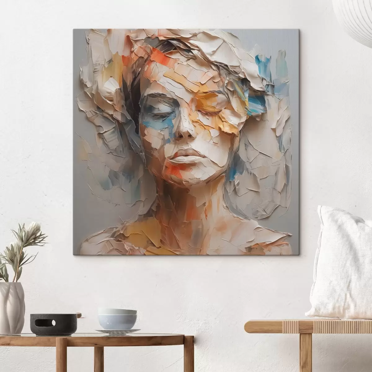 Glezna Meitenes abstraktais portrets ar otas triepienu imitāciju s42587