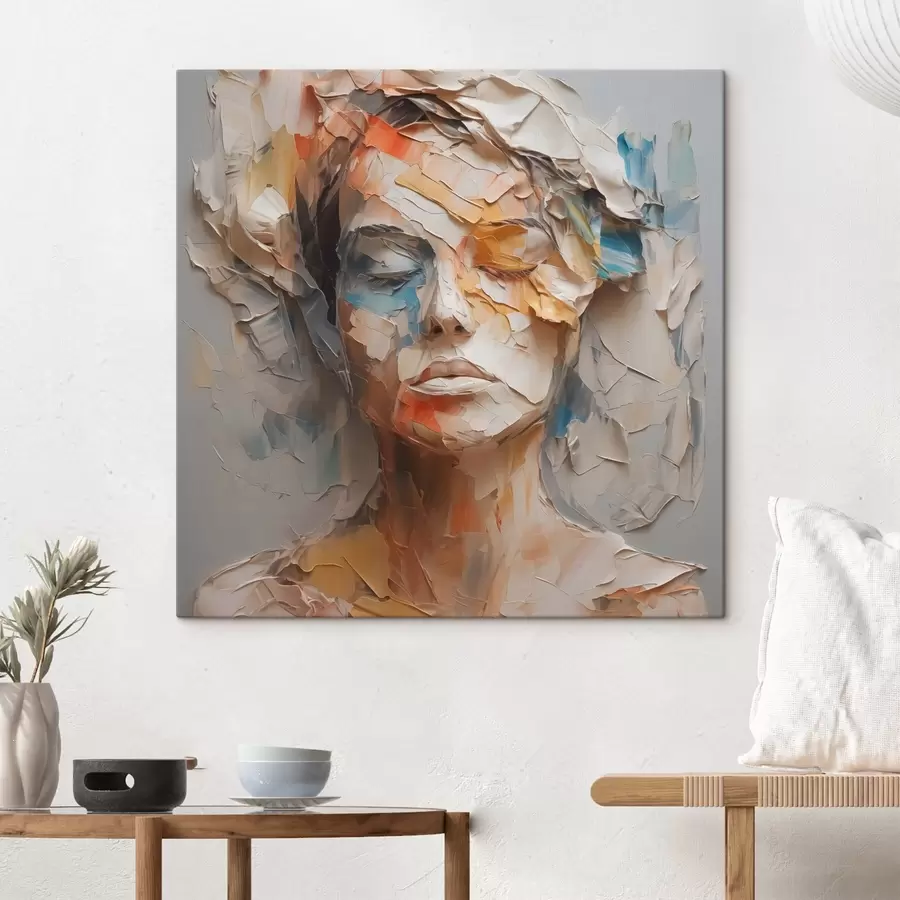 Glezna Meitenes abstraktais portrets ar otas triepienu imitāciju s42587