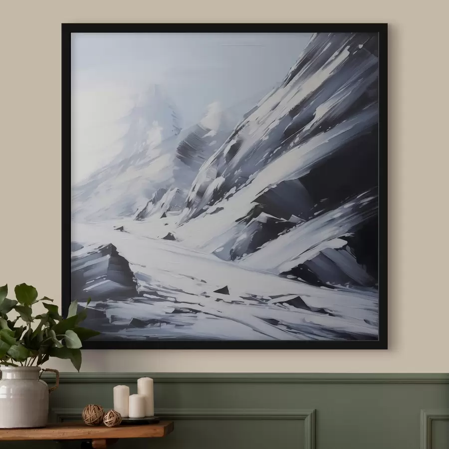 Fototapetes Sniega klātas klintis imitē glezniecības otas triepienus f42585