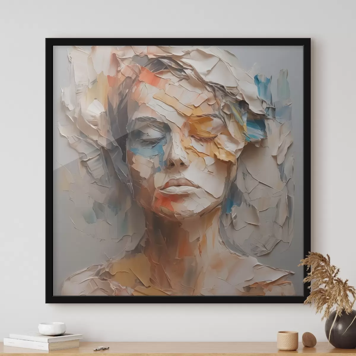 Plakāts Meitenes abstraktais portrets ar otas triepienu imitāciju f42587