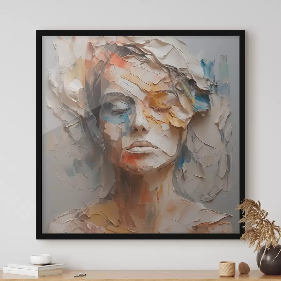 Fototapetes Meitenes abstraktais portrets ar otas triepienu imitāciju f42587