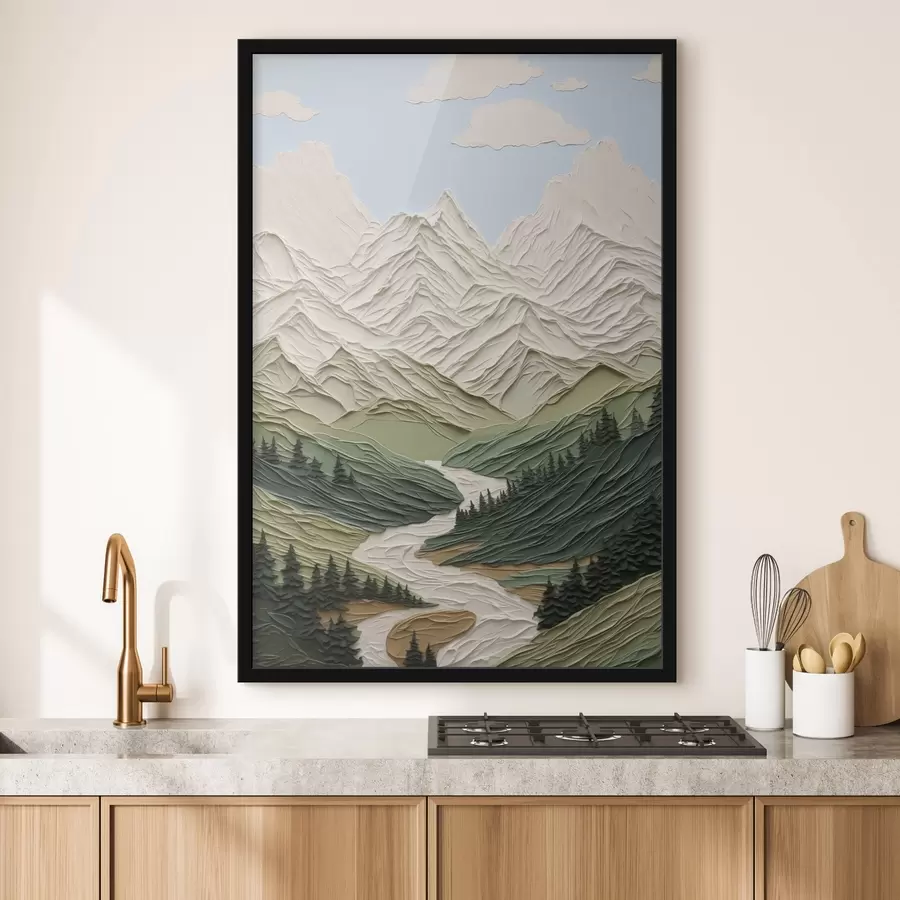 Fototapetes Kalnu ainavas imitācija otas triepieniem f42590