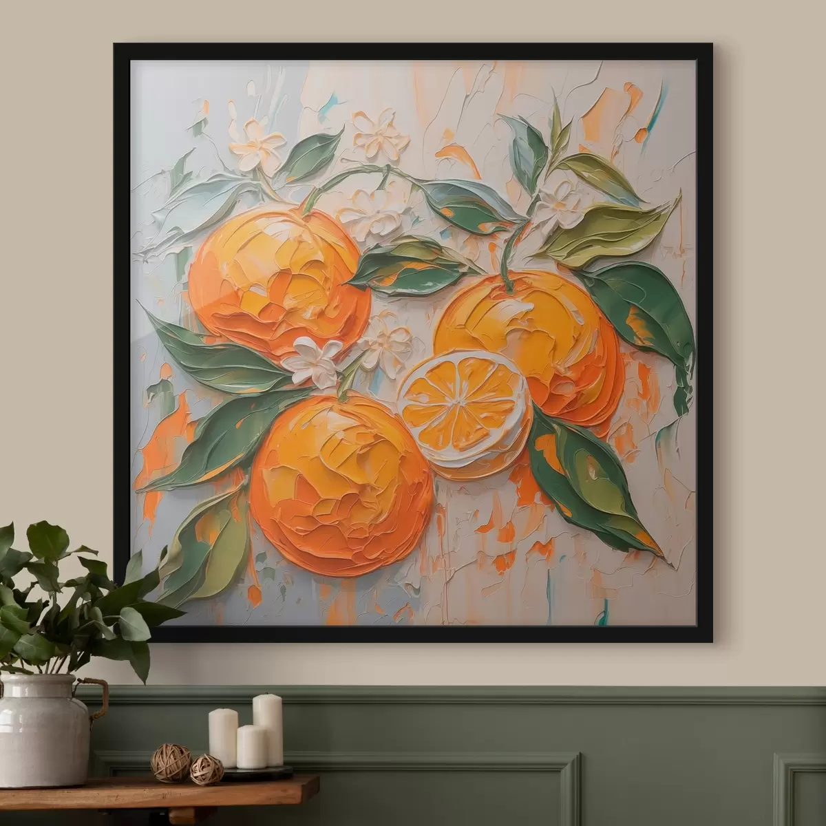 Plakāts Apelsīni abstraktā triepienu imitācija ar otu f42591