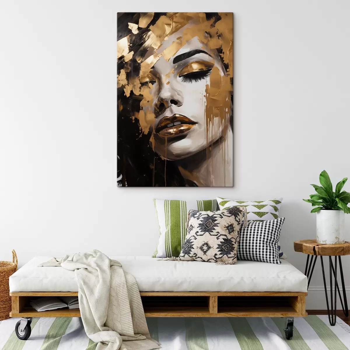 Glezna Sievietes abstrakts portrets ar bagātīgiem otas triepieniem siltos toņos, kas rada spilgtu un dramatisku tēlu. s42619