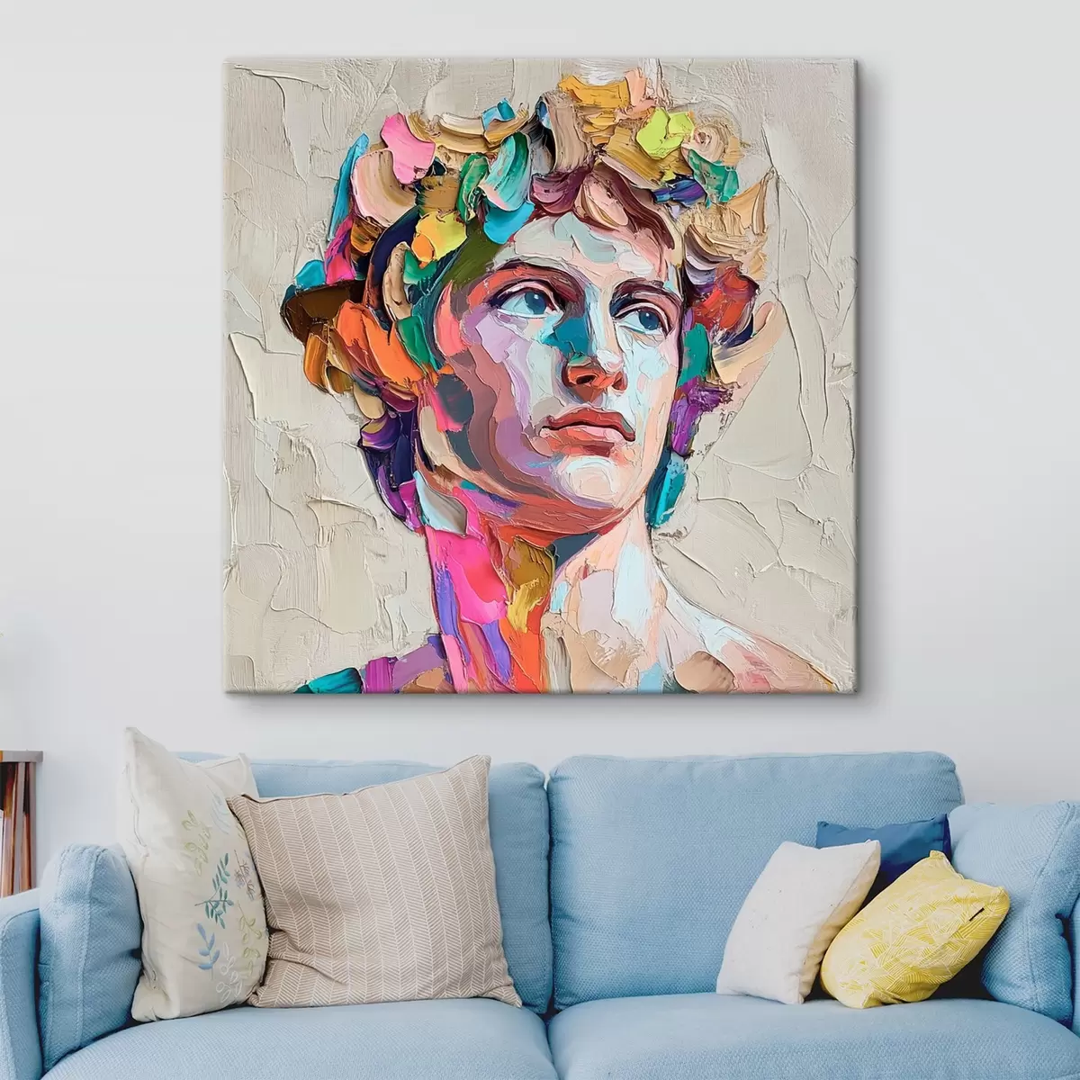 Glezna Dāvida galva ar daudzkrāsainiem triepieniem s42607